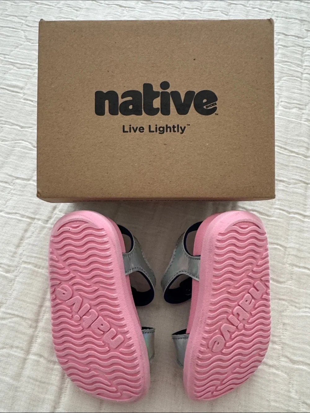 Native Girls Charley Hologram Iridescent Sandal - Princess Pink, Size C4